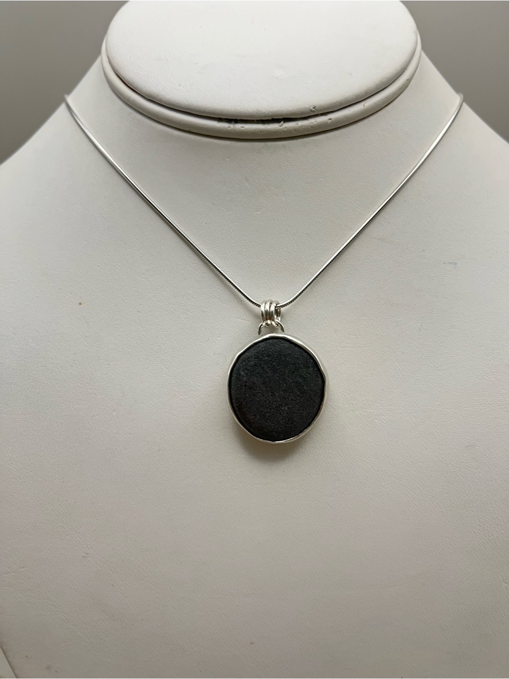 Handmade 925 Sterling Silver Maine Beach Rock Pendant Necklace | Artisan Signed